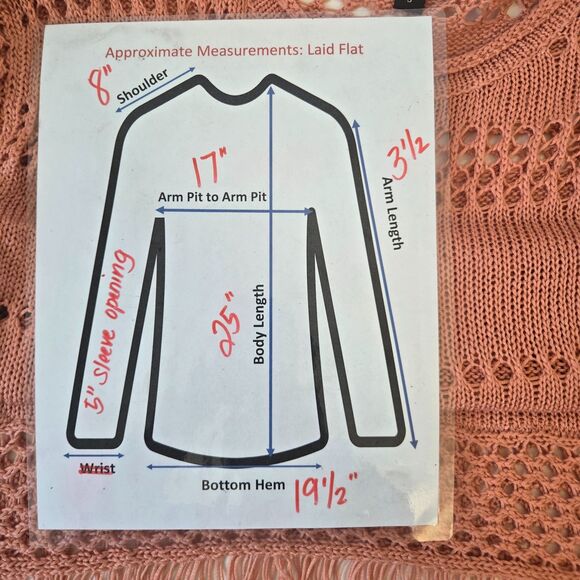 Fever Terracotta Shell Open Knit Crochet Top Small Boho Fringe Hem NWT - Picture 12 of 12